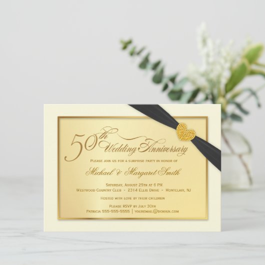 50e anniversaire de Mariage d'or Invitations (Debout devant)