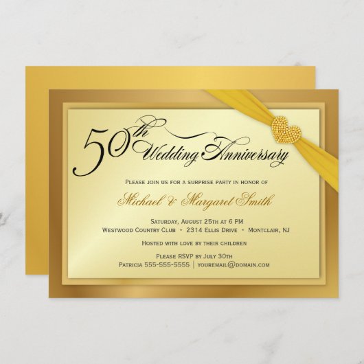50e anniversaire de Mariage d'or Invitations (Devant / Derrière)