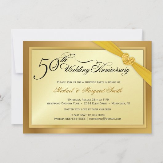 50e anniversaire de Mariage d'or Invitations (Devant)