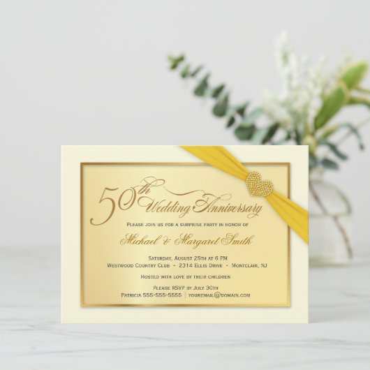 50e anniversaire de Mariage d'or Invitations (Debout devant)