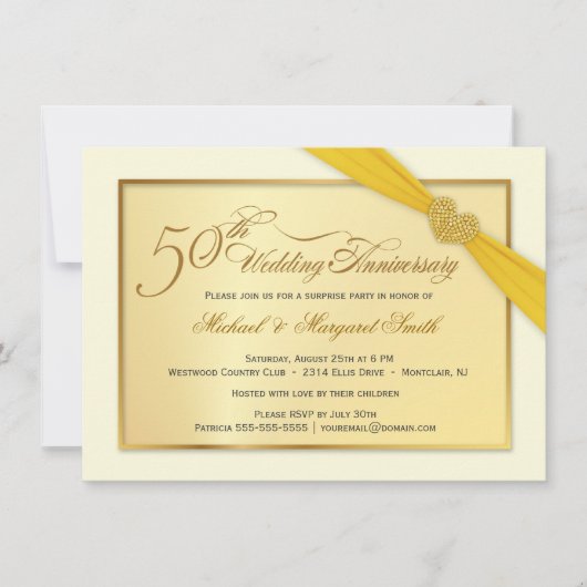 50e anniversaire de Mariage d'or Invitations (Devant)