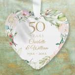 50e anniversaire de Mariage d'or Keepsaké floral<br><div class="desc">Doté d'une délicate guirlande florale d'aquarelle,  ce garde-anniversaire botanique chic du 50ème mariage peut être personnalisé avec vos détails spéciaux d'anniversaire en texte or élégant et votre photo spéciale au verso. Conçu par Thisisnotme©</div>