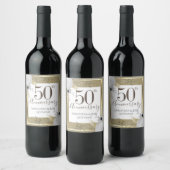 50e anniversaire de Mariage Étiquette de vin flora (Bouteilles)