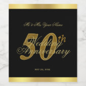 50e anniversaire de Mariage Étiquette de vin noir  (Étiquettes simples)