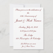 50e anniversaire de Mariage faire-part d'invitatio (Dos)