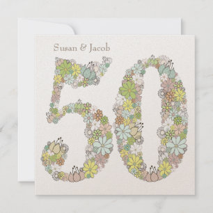 50e Anniversaire de Mariage Fleurs Invitation Pers
