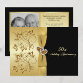 50e Anniversaire de Mariage Invitation Cœurs Unis (Devant / Derrière)