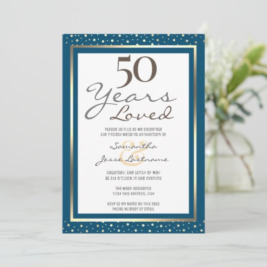50e anniversaire de mariage Invitation élégante en (Debout devant)