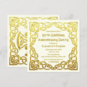 50e Anniversaire de Mariage Invitation Fausse Or N