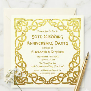 50e Anniversaire de Mariage Invitation Fausse Or N