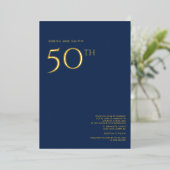 50e anniversaire de Mariage Invitation Marine Bleu (Debout devant)