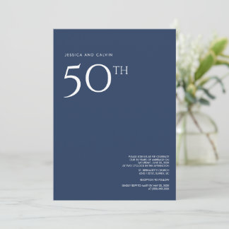 50e anniversaire de Mariage Invitation Marine Bleu