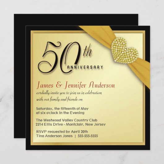 50e anniversaire de mariage - Invitations à prix r (Devant / Derrière)