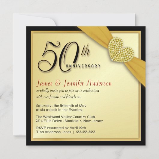50e anniversaire de mariage - Invitations à prix r (Devant)