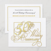 50e anniversaire de mariage - Invitations pas chèr (Devant / Derrière)