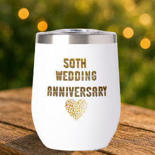 50e Anniversaire de Mariage Typographie Dorée Cœur