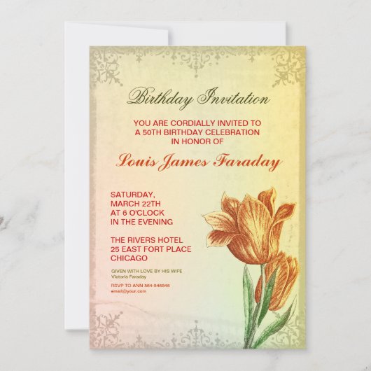 50e anniversaire design vintage invitations annive (Devant)