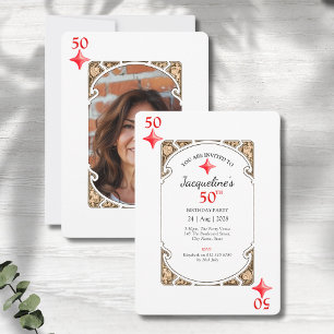 50e anniversaire Diamond Playing Card Invitation