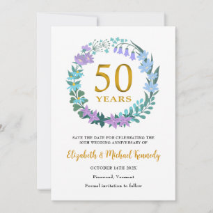 50e anniversaire d'or Carte de mise en réserve de