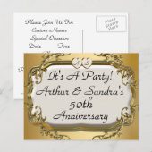 50e Anniversaire d'or Invitation de fête Cartes po (Devant / Derrière)