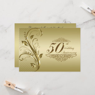 50e Anniversaire d'or Mariage Carte d'invitation