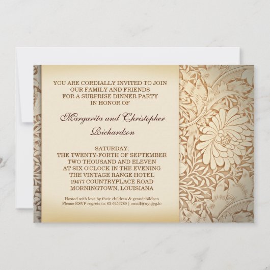 50e anniversaire d'or mariage invitations photo (Dos)