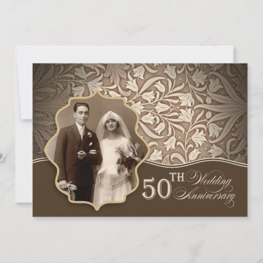 50e anniversaire d'or mariage invitations photo (Devant)