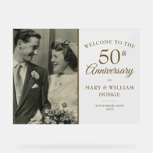 50e anniversaire d'or Mariage photo Bienvenue (Recto)
