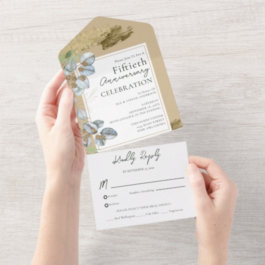 50e anniversaire du Mariage All In One Invitation (Déchirure)