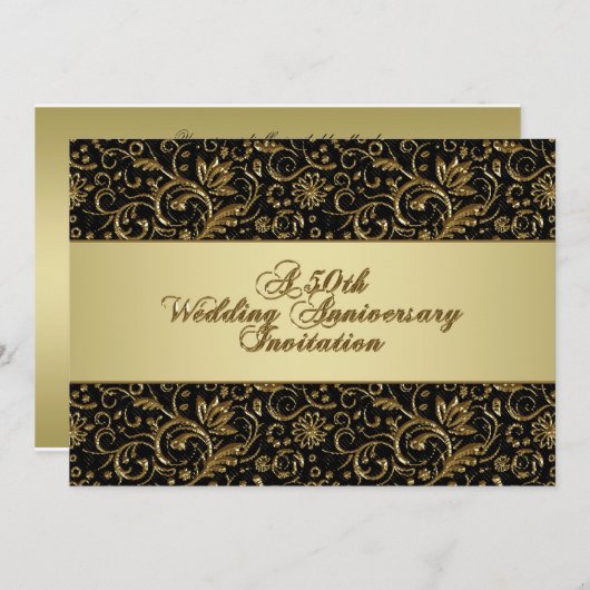 50e anniversaire du Mariage Carte d'invitation (Devant / Derrière)