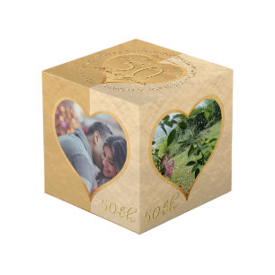 50e anniversaire du Mariage Cube photo d'or
