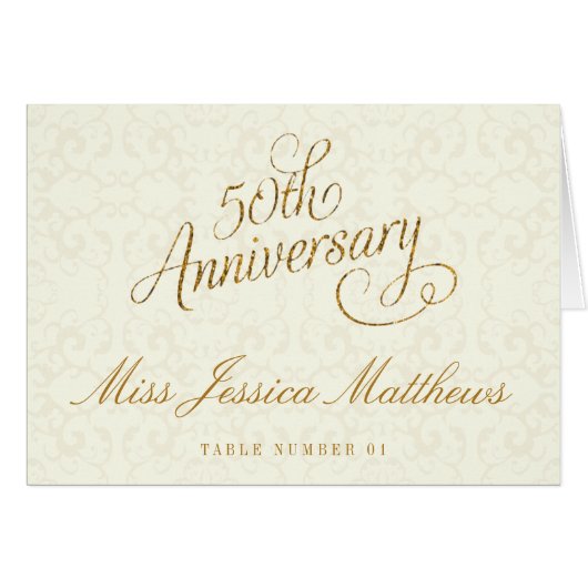 50e Anniversaire du Mariage d'or Cartes de Place (Devant Horizontal)
