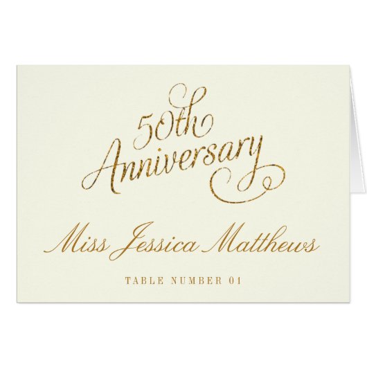 50e Anniversaire du Mariage d'or Cartes de Place (Devant Horizontal)