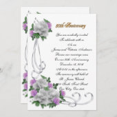 50e anniversaire du Mariage Invitation aux roses b (Devant / Derrière)