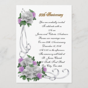 50e anniversaire du Mariage Invitation aux roses b