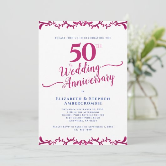 50e anniversaire du Mariage Invitation florale (Debout devant)