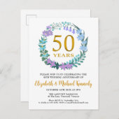 50e anniversaire du Mariage Invitation florale d'o (Devant / Derrière)