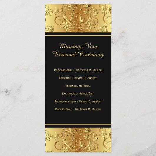 50e anniversaire du Mariage Programme de renouvell (Dos)