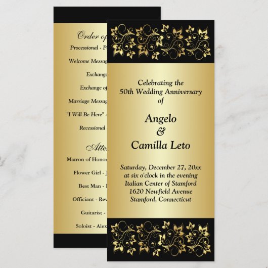 50e anniversaire du Mariage Programme de renouvell (Devant / Derrière)