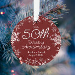 50e anniversaire du Mariage Snowflakes Dark Red<br><div class="desc">Cet élégant design d'anniversaire de mariage comporte une délicate bordure de flocon de neige sur un arrière - plan rouge foncé! La collection de produits de coordination est disponible dans notre boutique, zazzle.com/store/doodlelulu. Contactez-nous si vous avez besoin que cette conception s'applique à un produit spécifique pour créer votre propre article...</div>