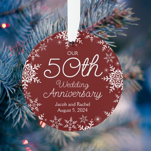 50e anniversaire du Mariage Snowflakes Dark Red