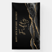 50e anniversaire Elegant Black Gold Agate Bannière (Verticale)