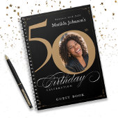 50e anniversaire Elegant Black Gold Script livre d