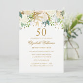 50e anniversaire Elégant or Floral Invitation (Debout devant)