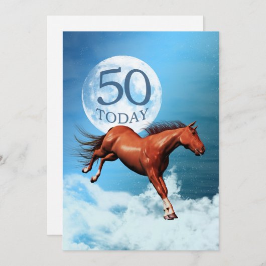 50e anniversaire Esprit cheval invitation de fête (Devant / Derrière)