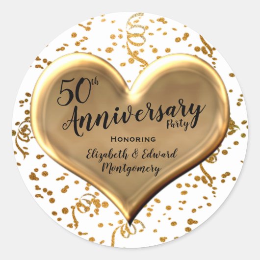 50e anniversaire - Étincelle d'or - Sticker rond (Devant)