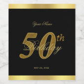 50e anniversaire Étiquette de vin noir et or (Étiquettes simples)