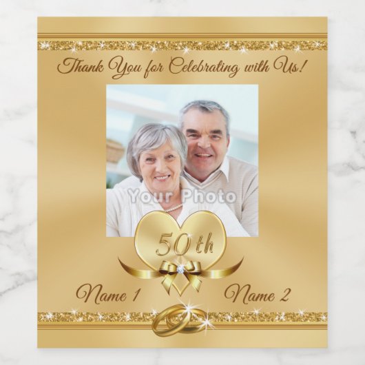 50e Anniversaire Étiquettes de bouteilles personna (Étiquettes simples)