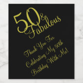 50e anniversaire fabuleux Merci Étiquettes de vin (Étiquettes simples)