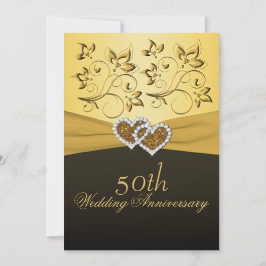 50e anniversaire Faire-part de mariage des coeurs (Devant)